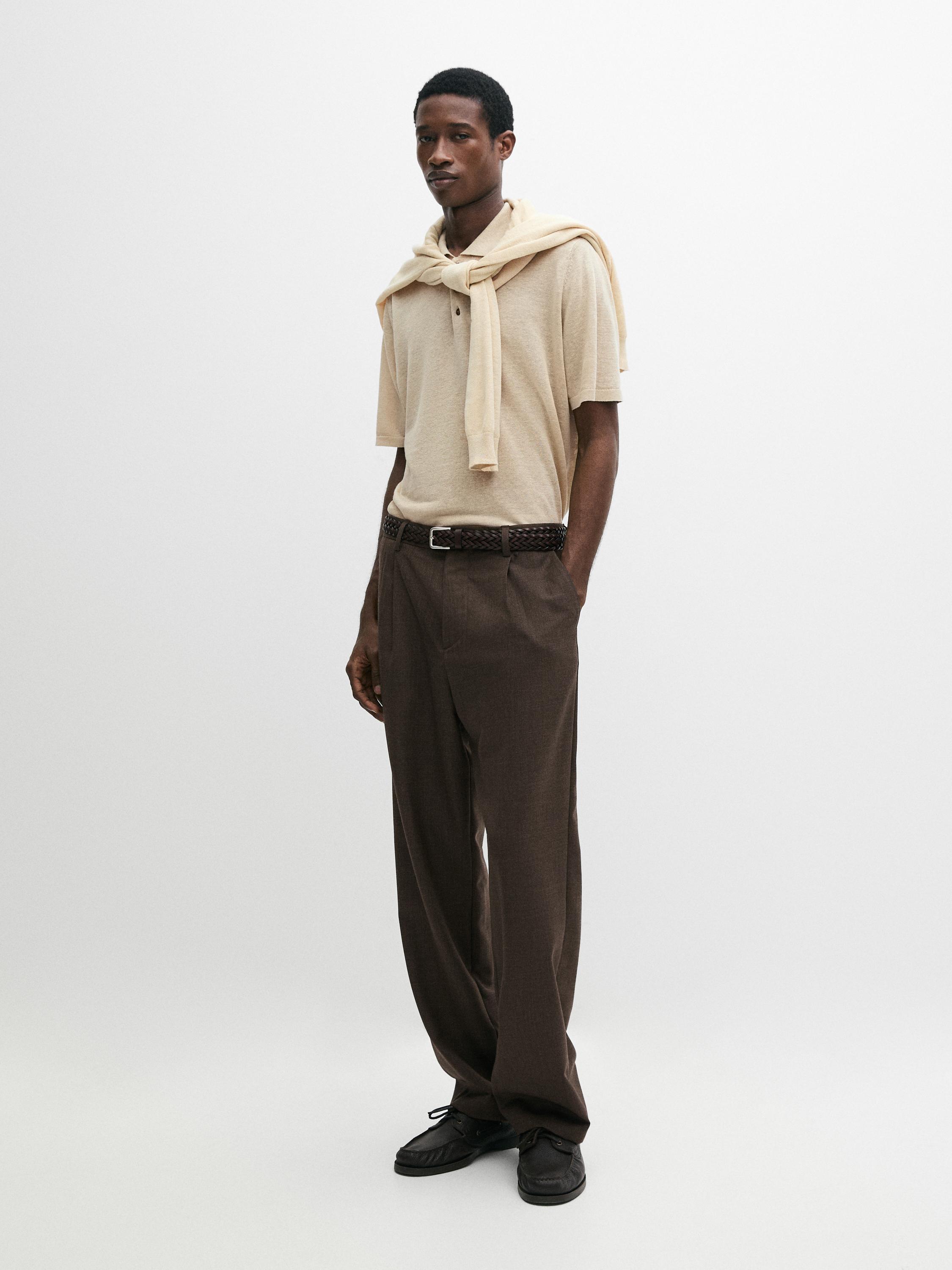 Pantalon à pinces en laine